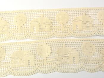 Cotton bobbin lace 75157, width 73 mm, ecru - 5