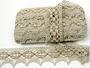 Cotton bobbin lace 75163, width 64 mm, light linen gray/chocolate - 5/6