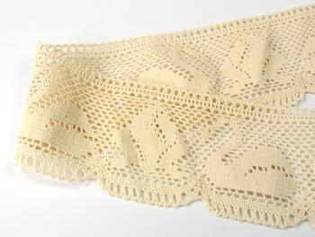 Cotton bobbin lace 75185, width 80 mm, ecru - 5