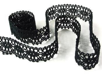 Cotton bobbin lace 75187, width 32 mm, black - 5
