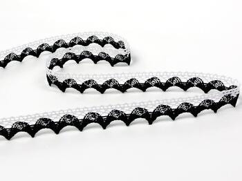 Cotton bobbin lace 75191, width 15 mm, white/black - 5