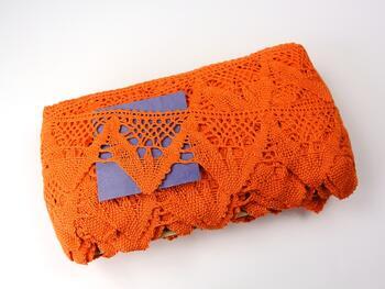 Cotton bobbin lace 75221, width 65 mm, rich orange - 5