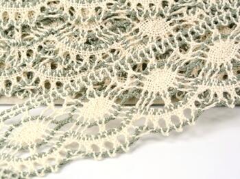 Cotton bobbin lace 75238, width 51 mm, ecru/dark linen gray - 5
