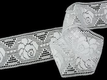 Cotton bobbin lace insert 75241, width 81 mm, white - 5