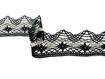 Cotton bobbin lace 75251, width 50 mm, black/ecru - 5