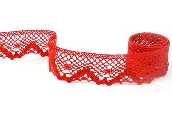 Cotton bobbin lace 75261, width 40 mm, red - 5