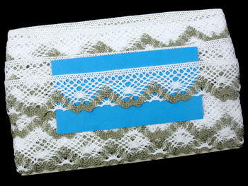Bobbin lace No. 75261 white/dark linen | 30 m - 5