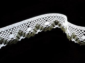 Cotton bobbin lace 75261, width 40 mm, white/dark linen gray - 5