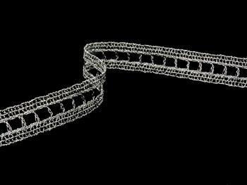 Metalic bobbin lace insert 75281, width 18 mm, Lurex silver - 5