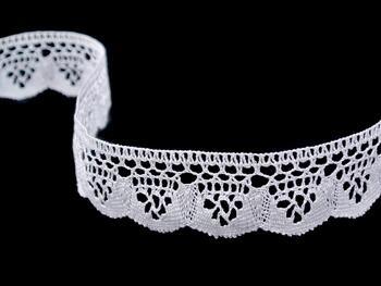 Cotton bobbin lace 75292, width 30 mm, white - 5