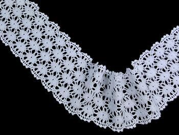 Cotton bobbin lace 75121, width 80 mm, white - 5