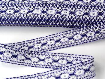Cotton bobbin lace insert 75305, width 18 mm, white/purple - 5