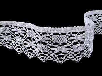 Cotton bobbin lace 75336, width 75 mm, white - 5