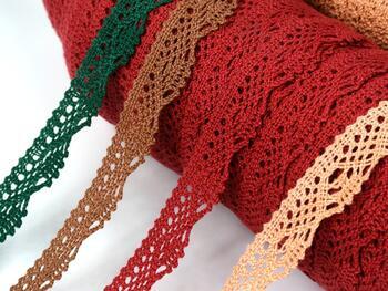 Cotton bobbin lace 75423, width 26 mm, salmon - 5
