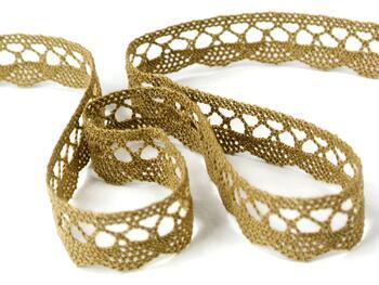 Cotton bobbin lace 75428, width 18 mm, khaki - 5