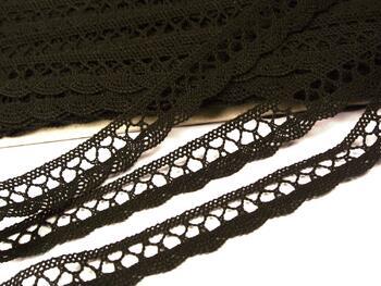 Cotton bobbin lace 75428, width 18 mm, dark brown - 5