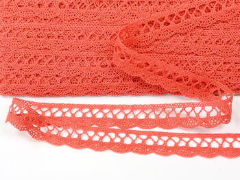 Cotton bobbin lace 75428, width 18 mm, light red coral - 5