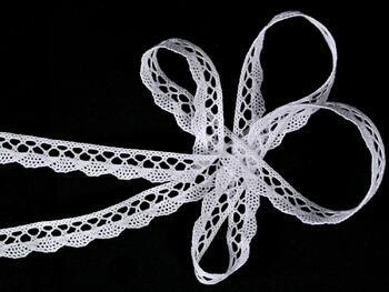 Cotton bobbin lace 75512, width 10 mm, white - 5