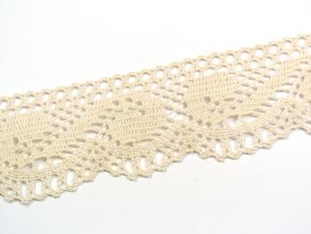 Cotton bobbin lace 75566, width 45 mm, light cream - 5