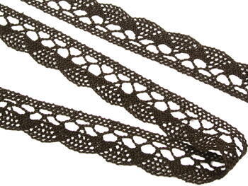 Cotton bobbin lace 75642, width 29 mm, dark brown - 5