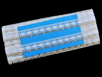 Bobbin lace No. 81050 white/gold | 30 m - 5