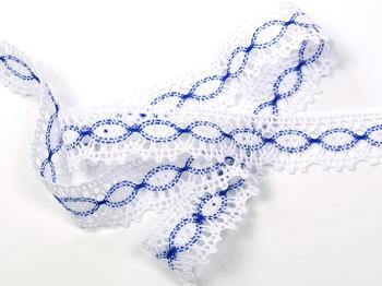 Bobbin lace No. 82176 white/blue | 30 m - 5