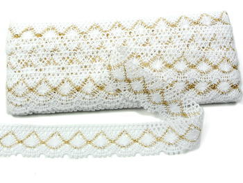 Bobbin lace No. 82231 white/gold | 30 m - 5