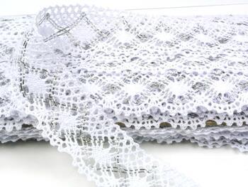 Cotton bobbin lace 82231, width 32 mm, white/Lurex silver - 5