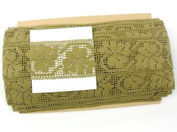 Cotton bobbin lace insert 82140, width 47 mm, khaki - 5