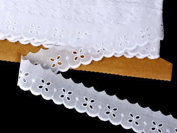 Cotton embroidery lace 65003, width 30 mm, white - 6