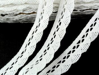 Cotton bobbin lace 74428, width 18 mm, white - 6