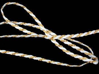 Bobbin lace No. 75481 white/gold | 30 m - 6