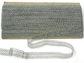 Metalic bobbin lace insert 75524, width 15 mm, Lurex silver - 6