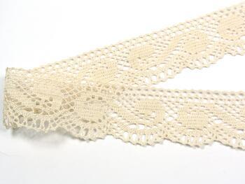 Cotton bobbin lace 75566, width 45 mm, light cream - 6