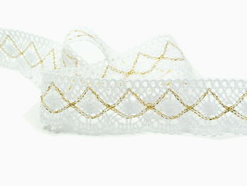 Bobbin lace No. 82231 white/gold | 30 m - 6