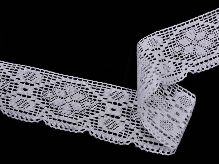 Lace store - Cotton bobbin lace 82149, width 75 mm, white - TOPAK Ltd.